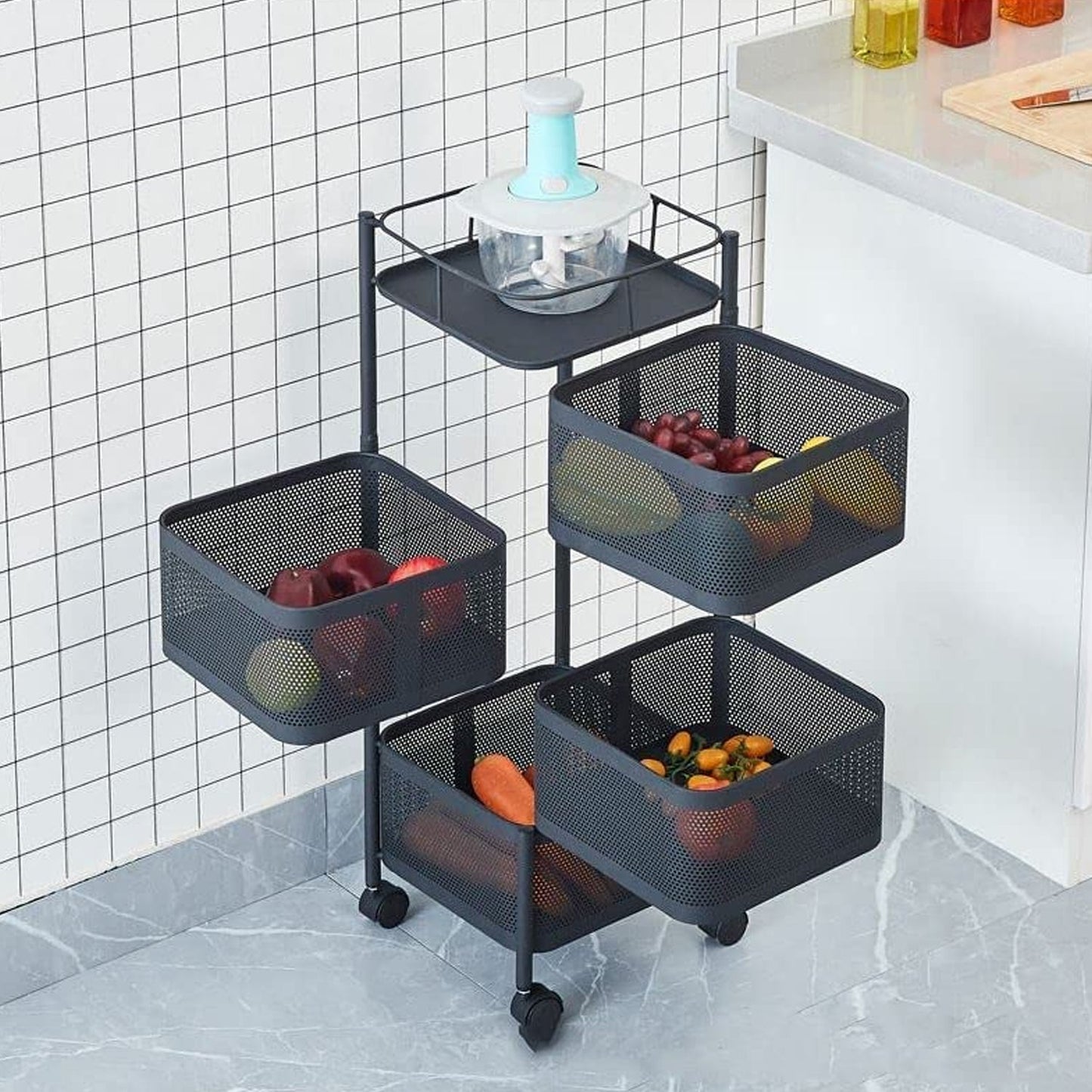 Metal High-Quality Kitchen Trolley with Wheels (3/4 Layer) | Vegetable and Kitchen Storage Rack
