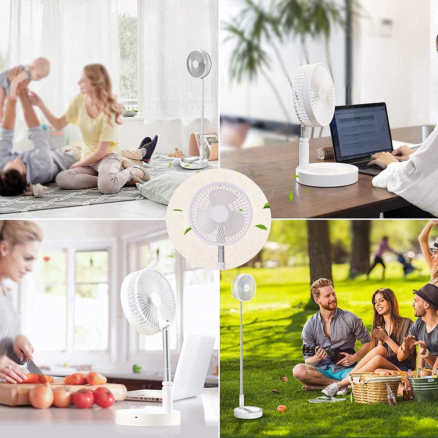 Telescopic Electric Desktop Fan – Height Adjustable, Foldable & Portable