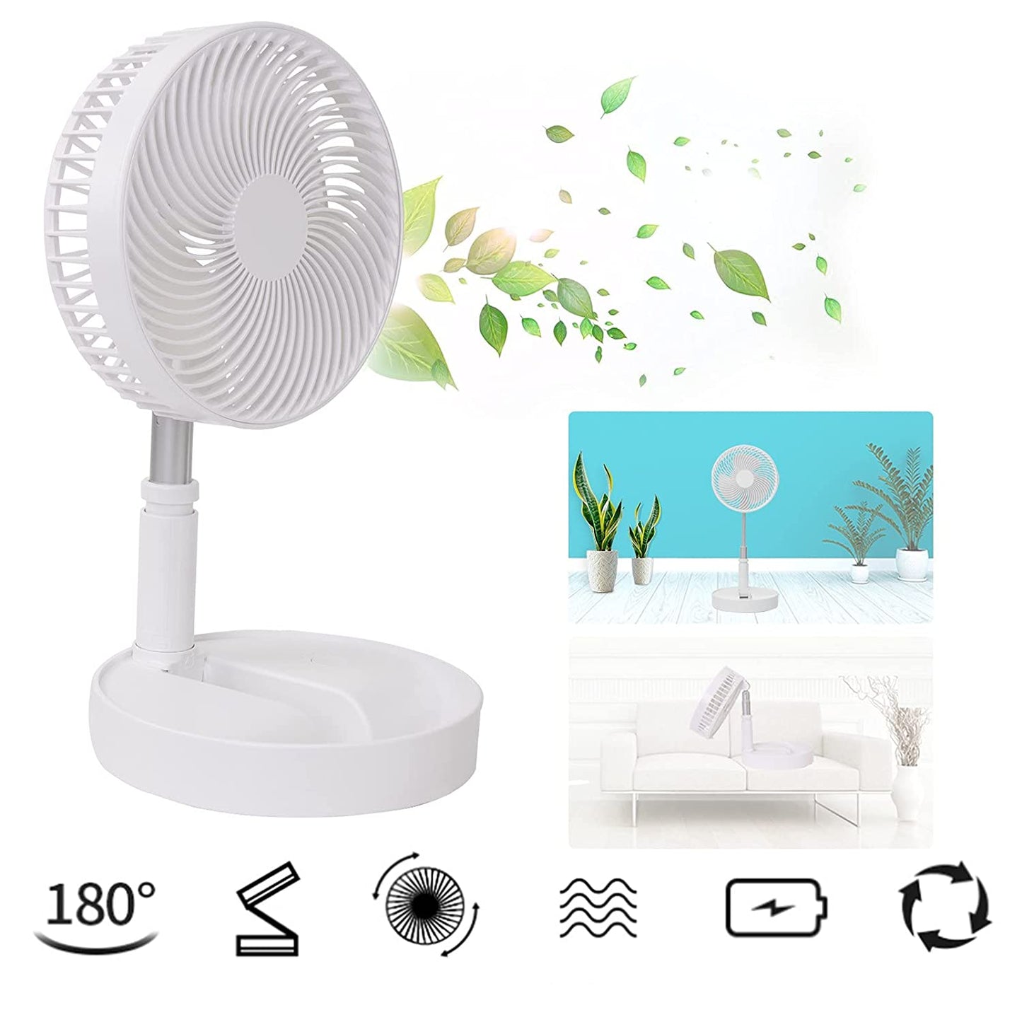 Telescopic Electric Desktop Fan – Height Adjustable, Foldable & Portable