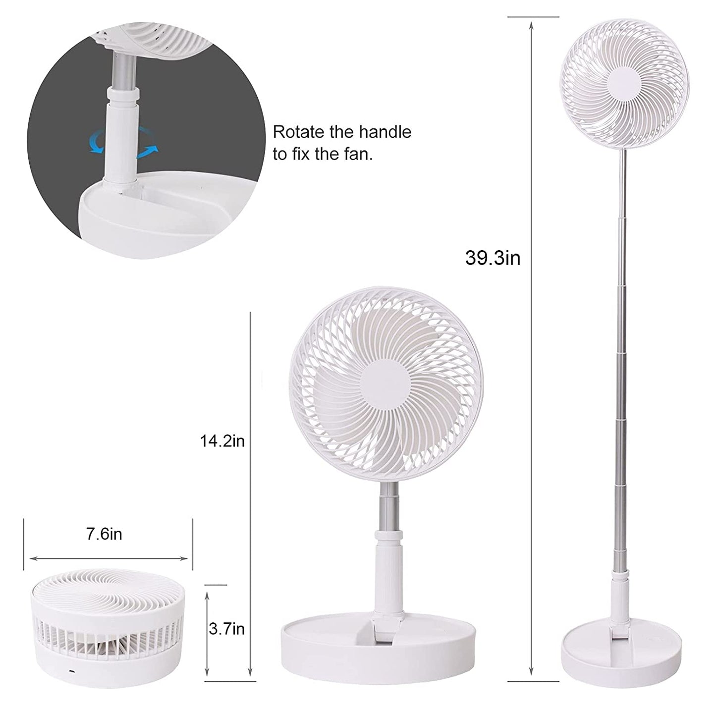 Telescopic Electric Desktop Fan – Height Adjustable, Foldable & Portable
