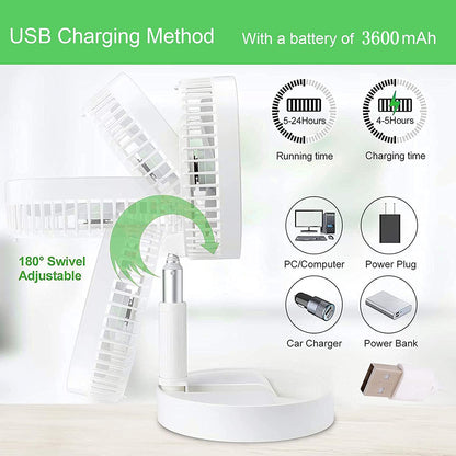 Telescopic Electric Desktop Fan – Height Adjustable, Foldable & Portable